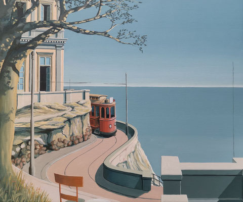 Joop Polder, The Red Tram, 60x50 cm. SOLD