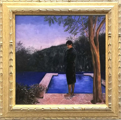Iris Frederix | Pool boy, oil on canvas, 40 x 40 cm