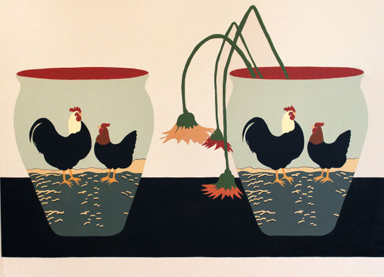 Stephen D'Onofrio, "Still Life with Kimball Vases," 2018, oil on canvas, 36 x 50 inches, $5,200
