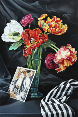 Sherrie Wolf, "Still Life with Renoir," 2017, oil on linen, 30 x 20 inches - SOLD