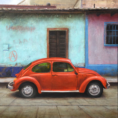 Scott Duce, "Vocho Viejo #27," 2017, oil on panel, 8 x 8 inches - SOLD