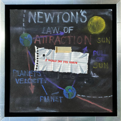 Otto Duecker, "I Would Say Yes Again (Newton's Law)," 2022, oil on panel, 12 x 12 inches - contact for price
