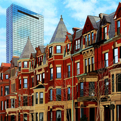 Andrew Woodward, "Back Bay Rhythms," 2019, acrylic on canvas, 30 x 30 inches, $7,200