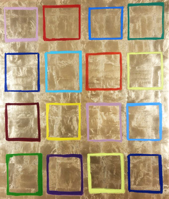 Joel Grossman, "Multiverse #14," 2019, oil and gold-leaf on canvas, 47 x 40 inches, SOLD