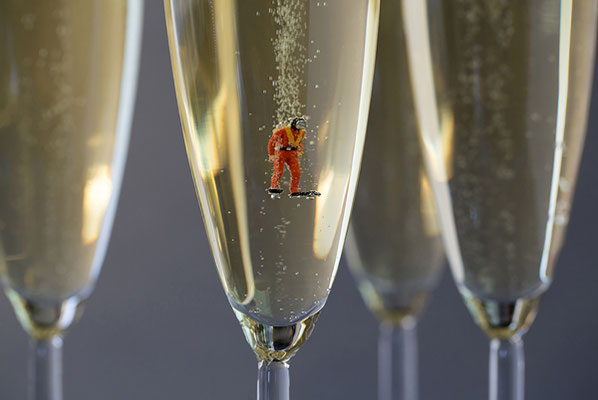 Christopher Boffoli, "Champagne Scuba," acrylic-dibond mounted photograph, 24 x 36 inches, (also available: 12 x 18, 30 x 40, 48 x 72)