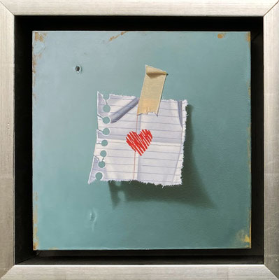 Otto Duecker, "Heart on Green," 2021, oil on panel, 7.5 x 7.5 inches - contact for price