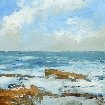 Teri Malo, "A Day at Bass Rocks #39," 2019, oil on paper, 7 x 7 inches (17 x 17 inches framed), $1,650