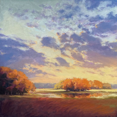 Margaret Gerding, "Autumn Nightfall," 2021, oil on canvas, 40 x 40 inches - SOLD