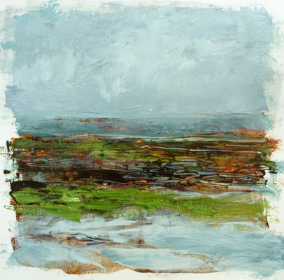 Teri Malo, "Retreating Tide, Bay of Fundy," 2019, oil on paper, 7 x 7 inches, $1,450
