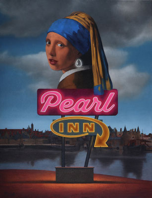 Ben Steele, "Pearl Inn (at Night,)" 2021, oil on canvas, 44 x 34 inches, $9,000