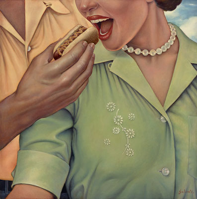 Danny Galieote, "The Picnic," 2015, oil on canvas, 40 x 40 inches, SOLD