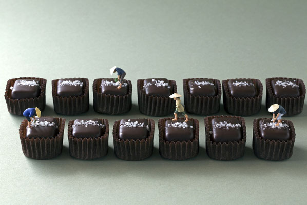 Christopher Boffoli, "Caramel Salt Harvesters," acrylic-dibond mounted photograph, 12 x 18 inches, (also available: 24 x 36)