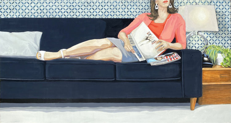 Leslie Graff, "On Her Mind (Nice Girl From Boston)," 2021, acrylic on canvas, 36 x 72 inches - SOLD