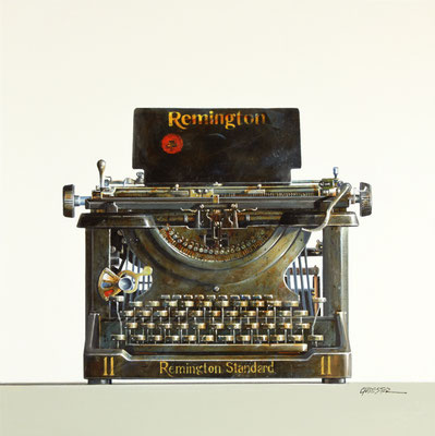 Wendy Chidester, "Remington Typewriter," 2021, oil on canvas, 24 x 24 inches, $4,600