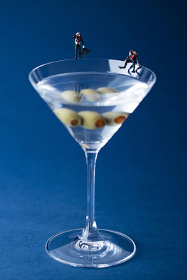 Christopher Boffoli, "Martini Divers," 2020, acrylic-dibond mounted photograph, 36 x 24 inches (also available: 18 x 12, 48 x 32)