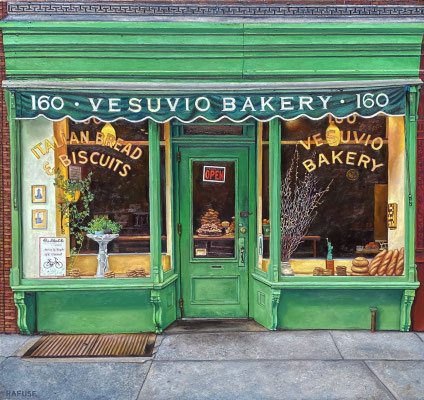 Will Rafuse, "Vesuvio Bakery," 2021, oil on canvas, 40 x 40 inches, $8,400