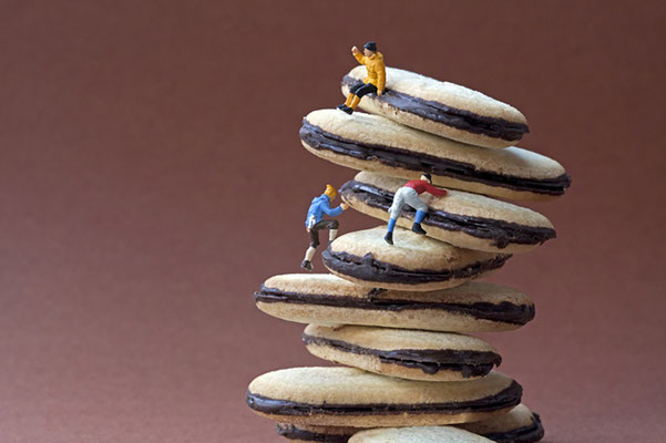 Christopher Boffoli, "Cookie Climbers," acrylic-dibond mounted photograph, 24 x 36 inches, (also available: 12 x 18, 32 x 48, 48 x 72)