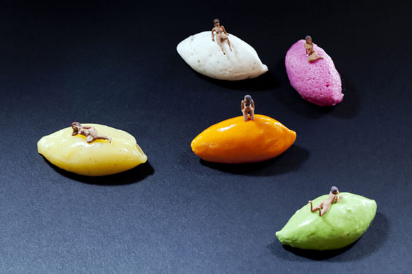 Christopher Boffoli, "Gelato Dollop Sunbathers," acrylic-dibond mounted photograph, 12 x 18 inches, (also available: 24 x 36, 32 x 48, 48 x 72)
