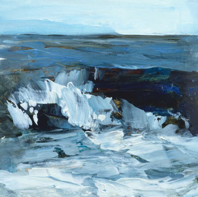 Teri Malo, "Winter Waves #7," 2019, oil on paper, 7 x 7 inches (17 x 17 inches framed) - SOLD
