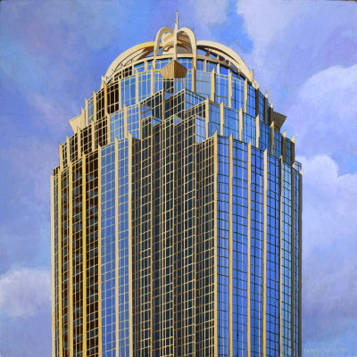 Andrew Woodward, "111 Huntington," 2021, acrylic on panel, 12 x 12 inches, $2,400