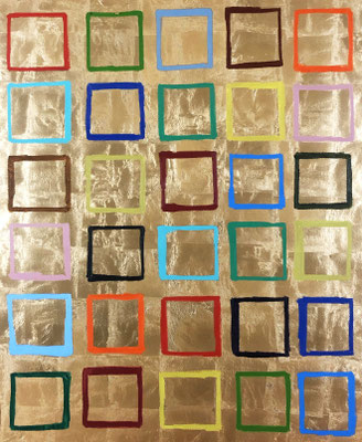 Joel Grossman, "Multiverse #15," 2019, oil and gold-leaf on canvas, 47 x 40 inches, SOLD