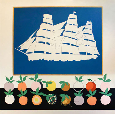 Stephen D'Onofrio, "Still Life with Oranges," 2018, oil on canvas, 78 x 78 inches, $7,200