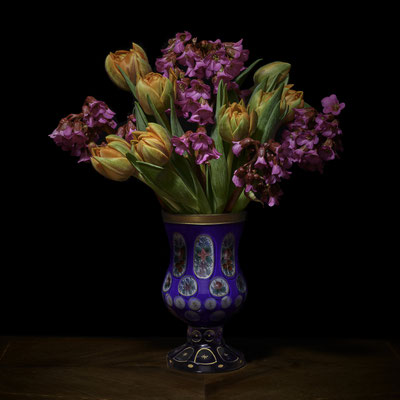 T.M. Glass, "Azaleas & Tulips in European Vessel," archival pigment print on hand-made Italian rag paper, available in 30 x 30 inches, 42 x 42", 52 x 52", and 58 x 58", contact for price