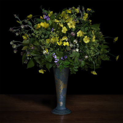 T.M. Glass, "Buttercups and Other Wilds Flowers in a Japanese Vase," archival pigment print on hand-made Italian rag paper, available in 30 x 30 inches, 42 x 42", 52 x 52", and 58 x 58", contact for price 