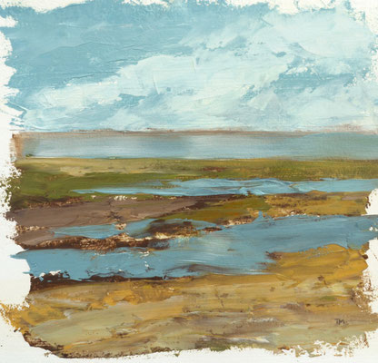 Teri Malo, "Watching the Tide Go Out #2," 2019, oil on paper, 7 x 7 inches, $1,450