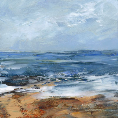 Teri Malo, "A Day at Bass Rocks #42," 2019, oil on paper, 7 x 7 inches (17 x 17 inches framed), $1,650