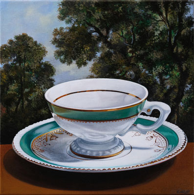 Sherrie Wolf, "Teacup 4," 2019, oil on linen, 12 x 12 inches, SOLD