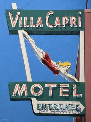 Will Rafuse, "VILLA CAPRI MOTEL  (Coronado, California)," 2021, oil on canvas, 48 x 36 inches - $9,000