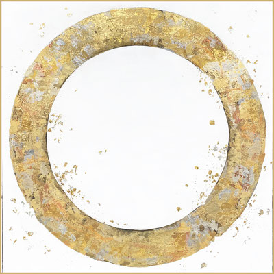 Takefumi Hori, "Circle No. 183," 2022, acrylic, gold leaf, white-gold leaf, and metal leaf on canvas, 36 x 36 inches, $7,000