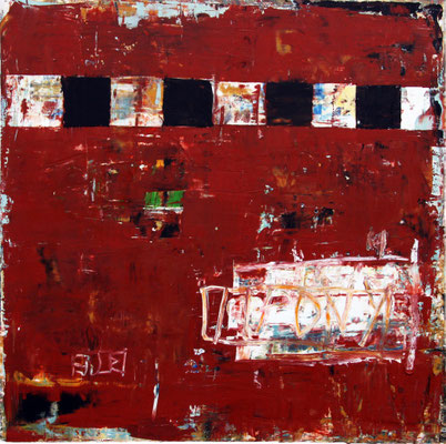 Bill Fisher, "Untitled #12 (red)," 2013, oil and cold wax on panel, 36 x 36 inches, $7,500