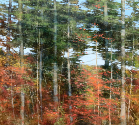 Teri Malo, "Walking out of the Woods," 2017, oil on panel, 36 x 40 inches, SOLD