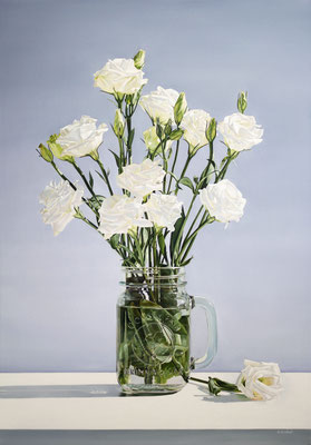 Alexandra Averbach, "Jar of Lisianthus," 2019, oil on canvas, 40 x 28 inches, SOLD