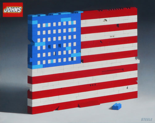 Ben Steele, "Jasper Johns Flag," 2020, oil on canvas, 40 x 55 inches, $12,200