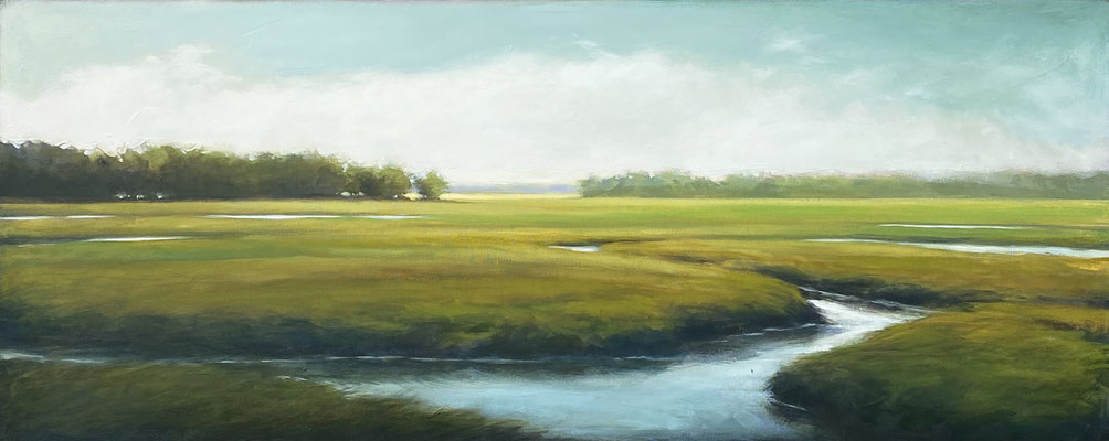 Margaret Gerding, "Season Begins," 2021, oil on canvas, 18 x 48 inches, $6,000