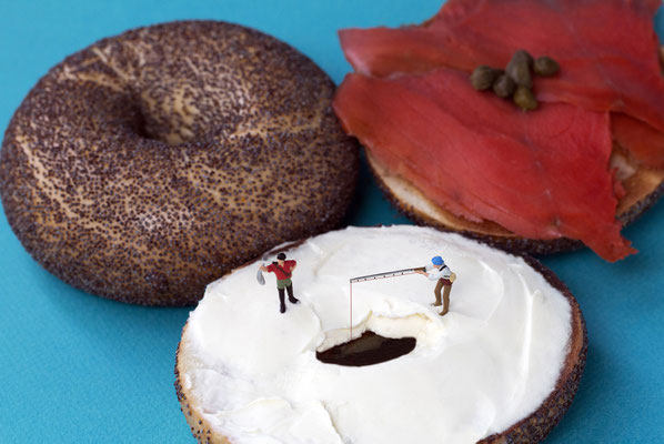 Christopher Boffoli, "Bagel Fisherman,"  acrylic-dibond mounted photograph, 24 x 36 inches, (also available: 12 x 18, 32 x 48, 48 x 72)