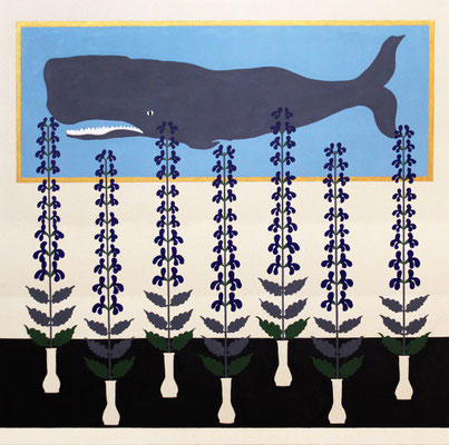Stephen D'Onofrio, "Still Life with Flowers & Whale," 2018, oil on canvas, 48 x 48 inches, SOLD