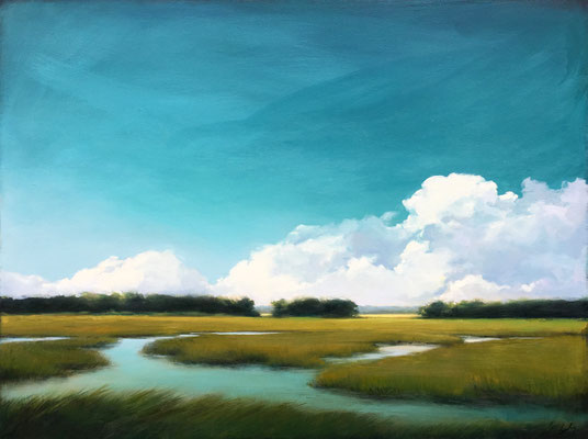 Margaret Gerding, "Viridian Sky," 2018, oil on canvas, 30 x 40 inches, $6,500
