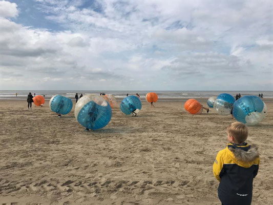 Große Plastikkugeln, rein schlüpfen, dann wurde gekämpft und gespielt - leicht sah es nicht aus