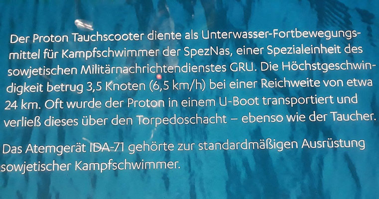 Von den Russen zum ausspionieren unter Wasser eingesetzt. Mit 6,5 km/h waren sie unterwegs