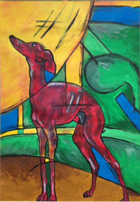 "Hund | Mal anders", Gouache auf Papier, 41x59 cm, 2011. 