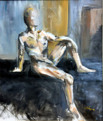 Männlicher Akt, Öl auf Malkarton, 70x60 cm, 2014. {nicht mehr erhältlich}