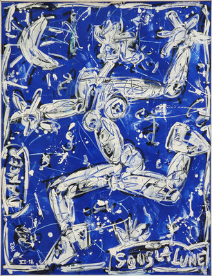 Dancer sous la lune - OUZANI 2021 - Acrylique sur toile 130 x 97 cm