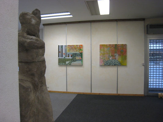 MODELLVERSUCH Ausstellung Bilder Gabriele Sehn u. Skulpturen v. Susan Geel in der Galerie auf Zeit