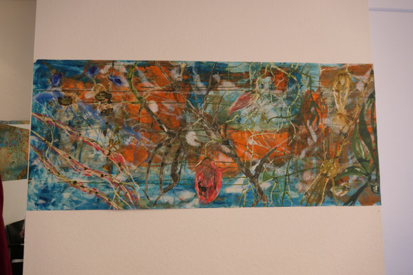 Titel: "Shangri-La" (ca. 1,80 x 75 cm) Mixed Media auf Papiervlies