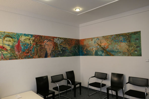 Titel: "Sneak a peek to paradise" (ca. 700 x 75 cm) Mixed Media auf Papiervlies