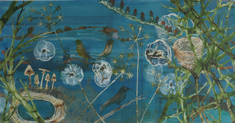 Biotop, 150 x 75 cm, Mixed Media auf Papier